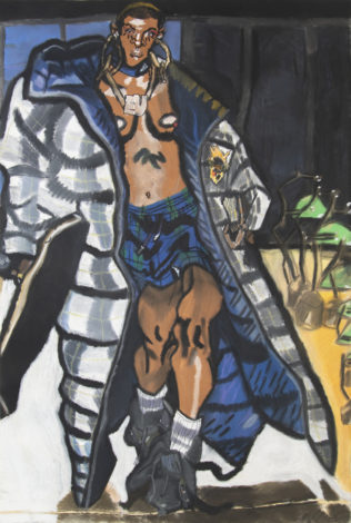 「ラインが入ったふくの女」