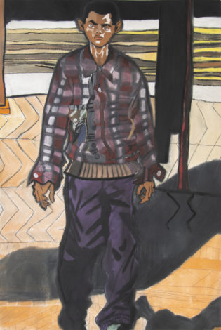 「いろいろな色のふくの男」