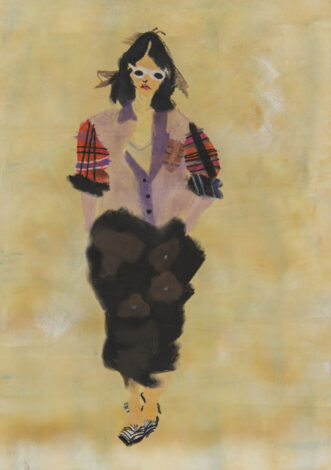 茶薗大暉「白いサングラスの女」538x378mm 紙にパステル 2013