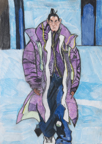 「むらさきのコートの男」