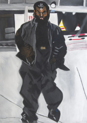 「グレーのふくの男」