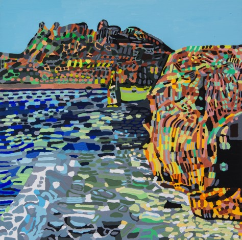 「沖縄の空と岩と海」