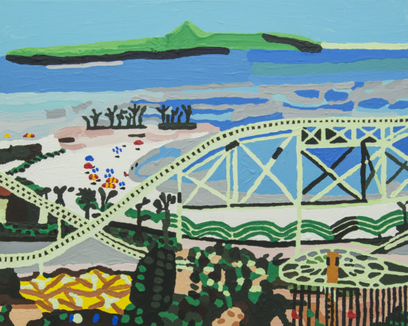 「エキスポビーチと伊江島」